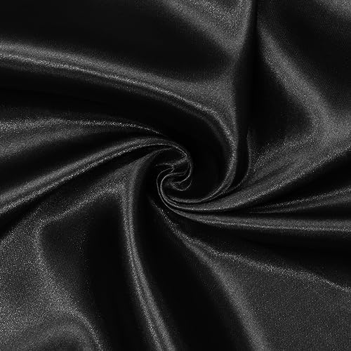 Satin Fabric, Solid, for Evening Wear & Linings, 59 in Wide - Black
