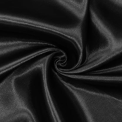 Satin Fabric, Solid, for Evening Wear & Linings, 59 in Wide - Black