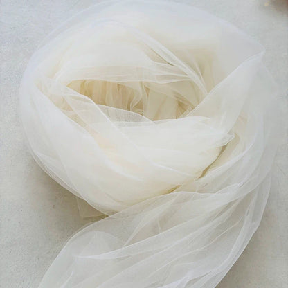 Lightweight Sheer Polyester Tulle Fabric, Soft Netting - Off White