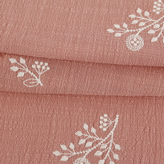 Slub Cotton Floral Embroidery Fabric, 49 in Wide