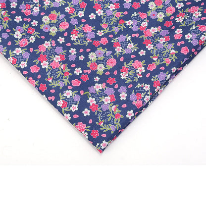 Small Floral Polyester Fabric, Tiny Print Cloth for Bags & Table Linens - Navy