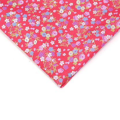 Small Floral Polyester Fabric, Tiny Print Cloth for Bags & Table Linens - Red