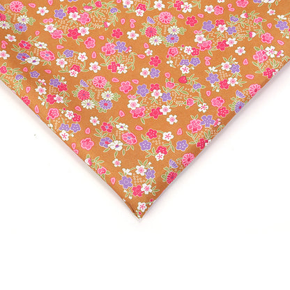 Small Floral Polyester Fabric, Tiny Print Cloth for Bags & Table Linens - Orange