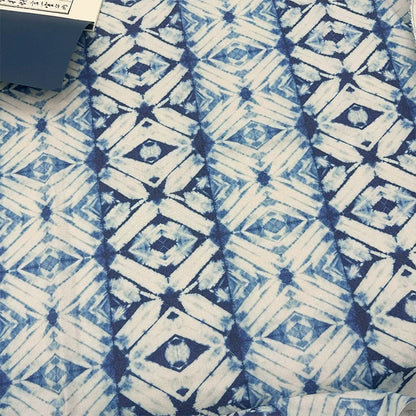 Tie-Dye Indigo Cotton Linen Fabric for Tablecloths & Door Curtains - Tie-Dye Design 7