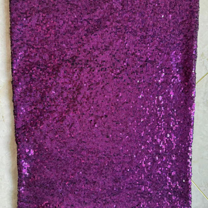 Sequin Embroidery Fabric, Trailing Floral, 51 in Wide - Deep Purple