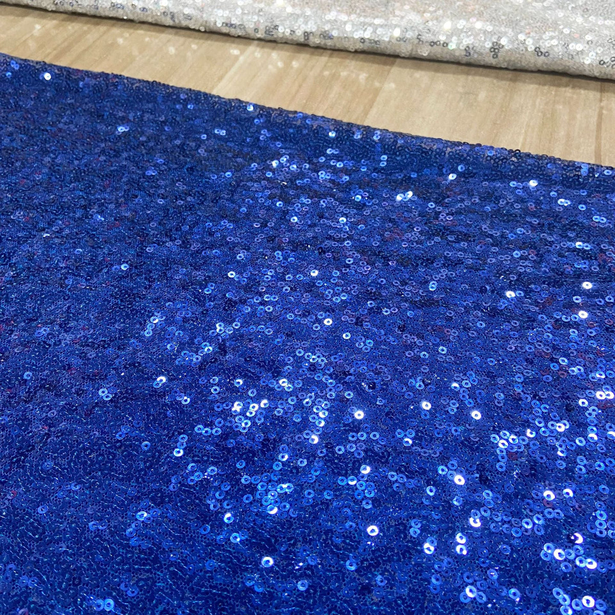 Sequin Embroidery Fabric, Trailing Floral, 51 in Wide - Blue