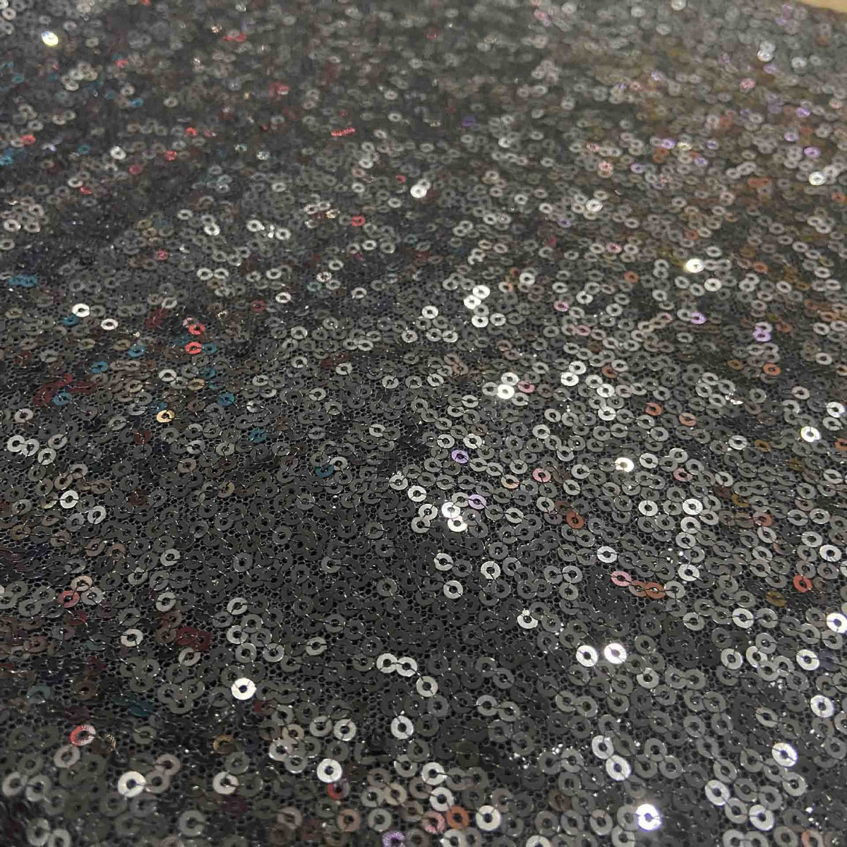 Sequin Embroidery Fabric, Trailing Floral, 51 in Wide - Black