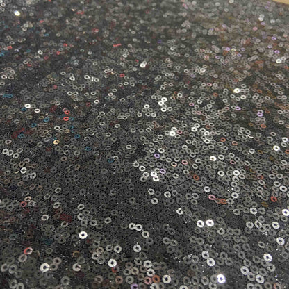 Sequin Embroidery Fabric, Trailing Floral, 51 in Wide - Black