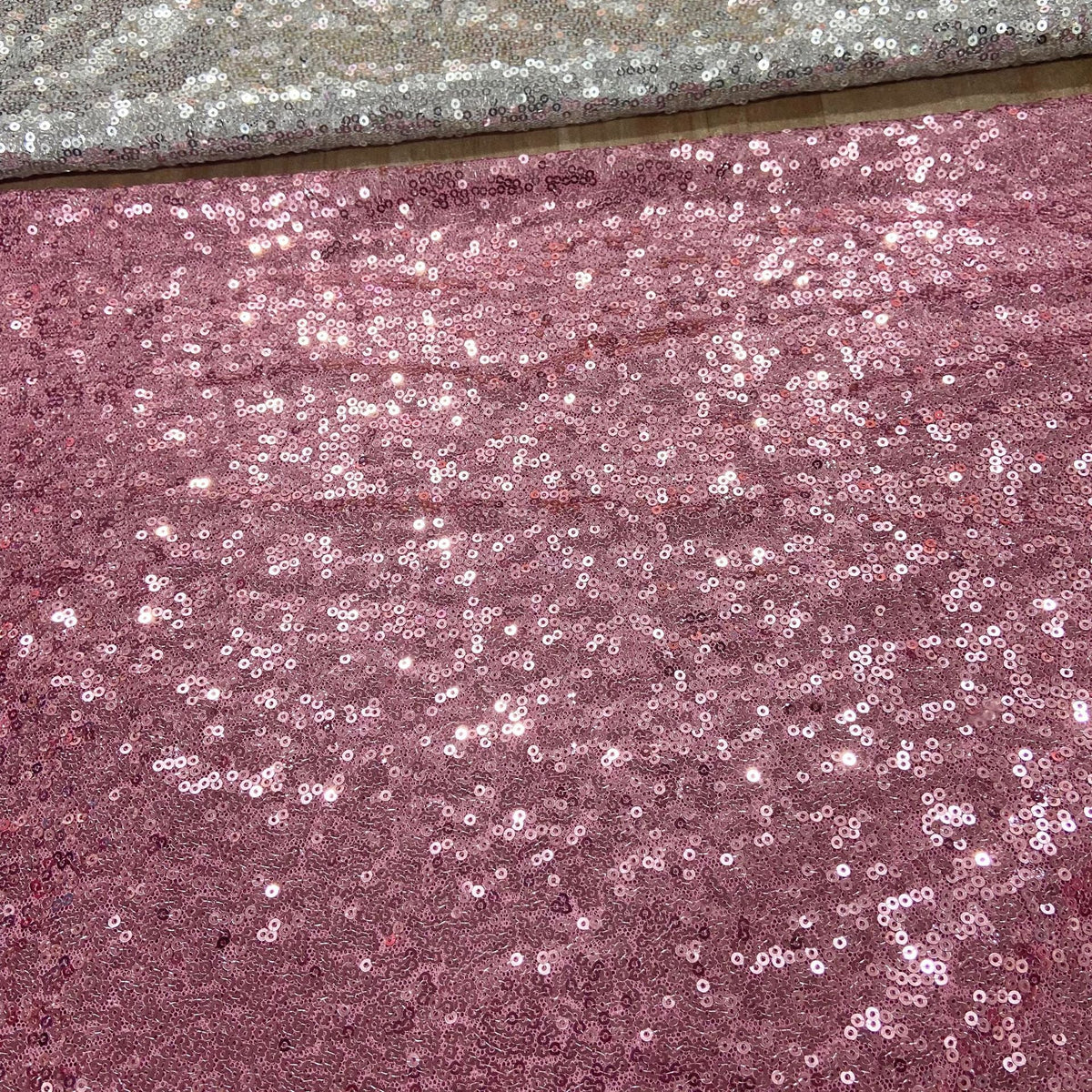 Sequin Embroidery Fabric, Trailing Floral, 51 in Wide - Pink