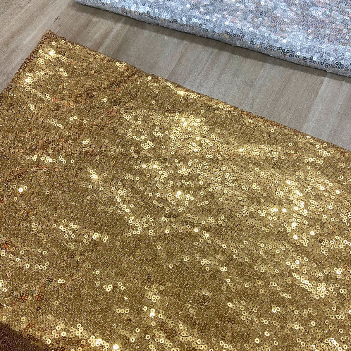 Sequin Embroidery Fabric, Trailing Floral, 51 in Wide - Gold