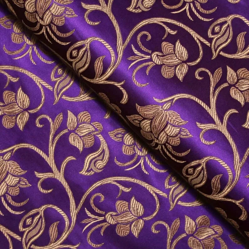 Antique Gold Floral Jacquard Brocade - Main