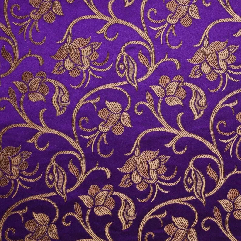 Antique Gold Floral Jacquard Brocade - Detail