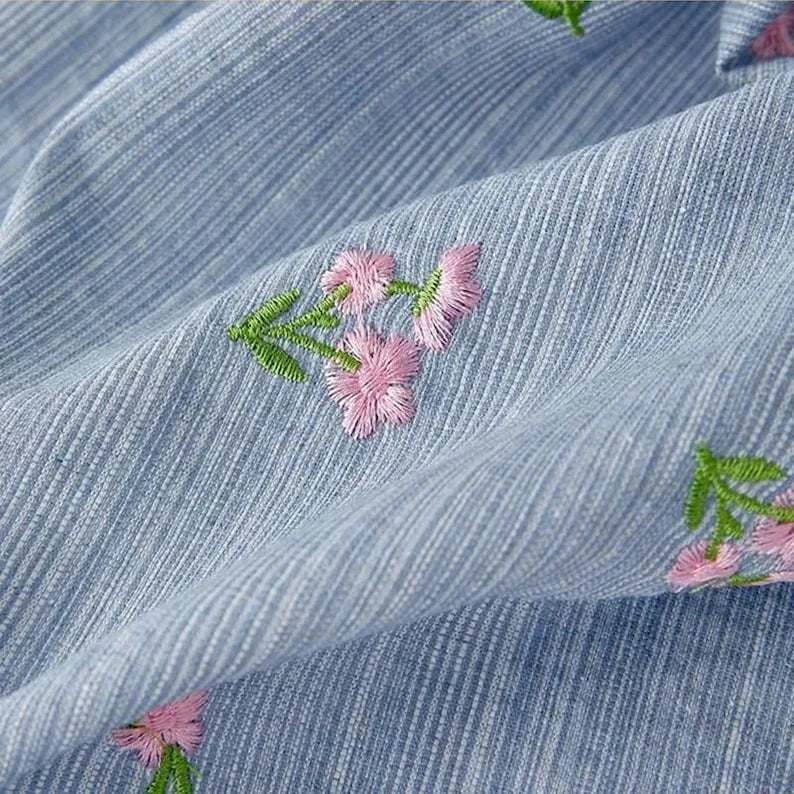 Floral Embroidered Cotton Linen - Main
