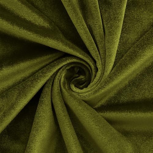 Velvet Fabric, Solid, for Sofa Throws & Curtains, 55 in Wide - Light Olive Green