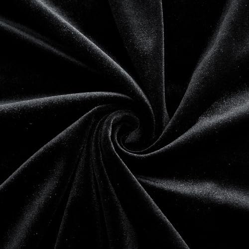 Velvet Fabric, Solid, for Sofa Throws & Curtains, 55 in Wide - Black