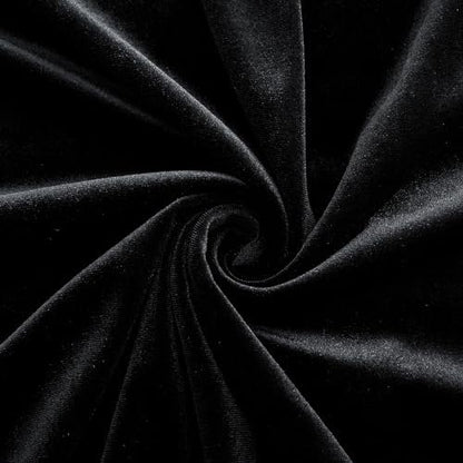 Velvet Fabric, Solid, for Sofa Throws & Curtains, 55 in Wide - Black