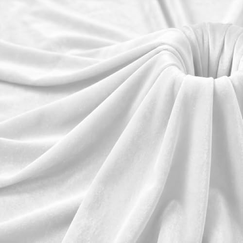 Velvet Fabric, Solid, for Sofa Throws & Curtains, 59 in Wide - White