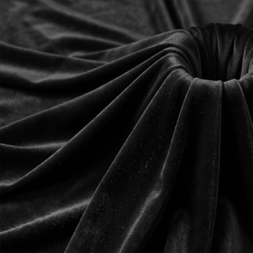 Velvet Fabric, Solid, for Sofa Throws & Curtains, 59 in Wide - Black