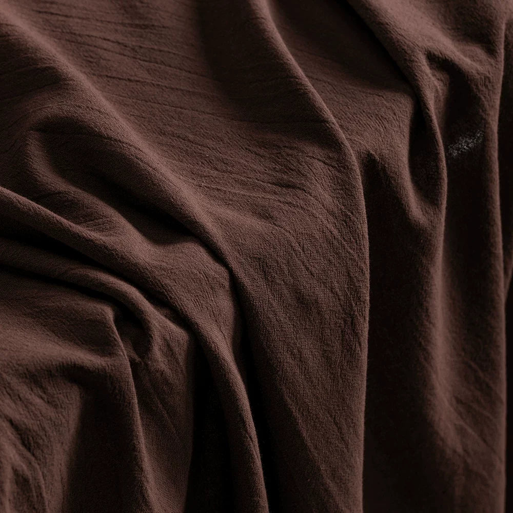Washed Cotton Linen-Look Fabric, for Hanfu, 54 in Wide - Dark Coffee