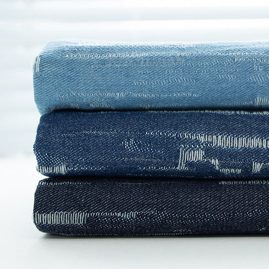 Washed Jacquard Denim Fabric, Thick Bark-Weave Cotton for Jackets & Bags