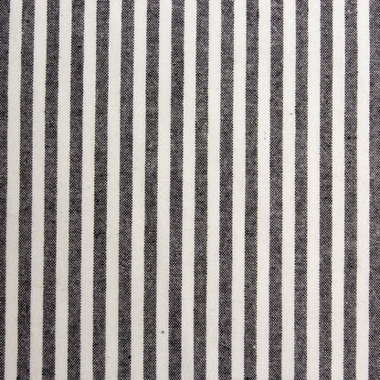 Washed Stripe Woven Cotton Fabric, Fine Stripes for Shirts & Crafts - Black White 19