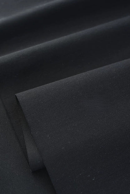 Washed Twill Poplin Fabric, Solid, for Shirts, Dresses & Blouses - Black