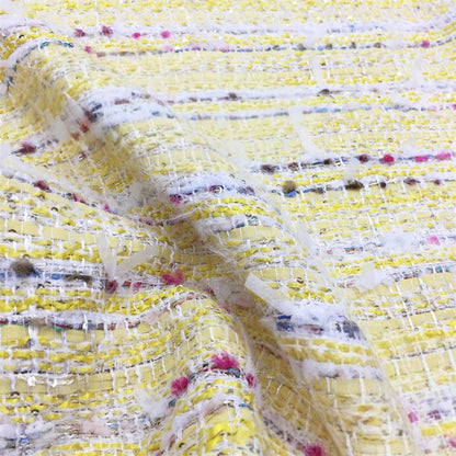 Wool Blend Yellow Tweed Fabric, for Coats & Bags