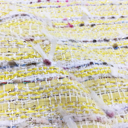 Wool Blend Yellow Tweed Fabric, for Coats & Bags - Yellow