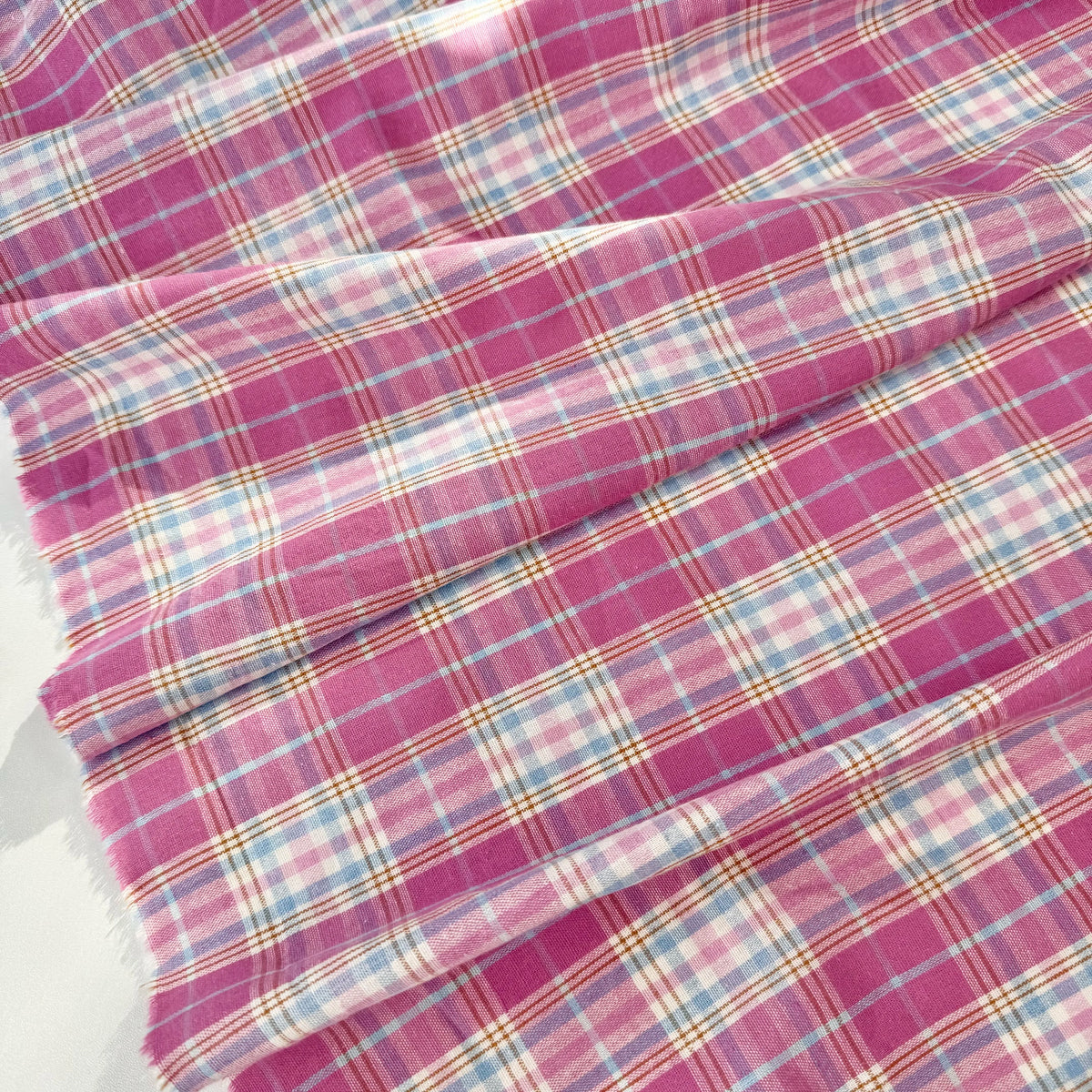 Yarn-Dyed Cotton Plaid Fabric, Korean Style, for Garments, Bags & Scrunchies